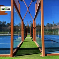 Estadio de Pádel Panorámico LUX con Marco Naranja y Piso Azul, Canchas de Pádel Estándar para Exteriores