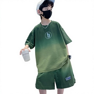 Completo Estivo a Maniche Corte per <span class=keywords><strong>Bambini</strong></span> 2024, Nuovo Stile con Motivo a Lettere, Tessuto in Poliestere, Abbigliamento per <span class=keywords><strong>Bambini</strong></span> Più Grandi - Product Image 1