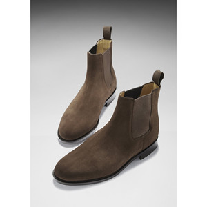 Brown Suede Chelsea <b>Boots</b>, Welted Leather Sole - Product Image 2