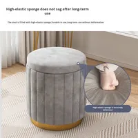 Nouveau tabouret de maquillage Design moderne nordique en cuir PU rembourré petite chaise ronde Base en acier inoxydable pour chambre salon utilisation