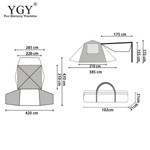 <span class=keywords><strong>YGY</strong></span> tente de camping glamping double couche 3-4 personnes étanche anti-UV famille extérieur 4 saisons Oxford tente de jardin installation instantanée - Product Image 5