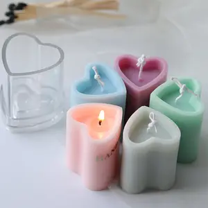 INTODIY  Herzform Aroma therapie Kerze Acryl form 3D Columnar Love Kunststoff Seife Wachs form für Home Decoration
