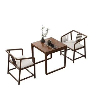 Ensemble table et chaises de balcon de style chinois, table carrée en bois massif, ensemble moderne et minimaliste pour salon - Product Image 5