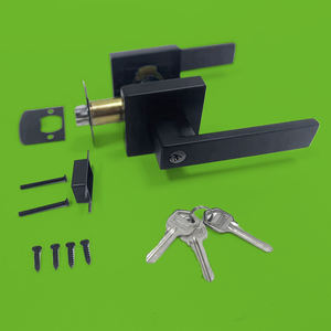 Maniglia per porta d'ingresso moderna in stile quadrato con serratura per chiave nera opaca per porta in nichel satinato <span class=keywords><strong>passaggio</strong></span> interno in lega <span class=keywords><strong>di</strong></span> zinco resistente per - Product Image 6