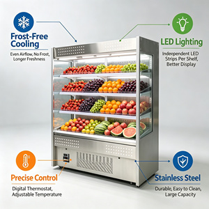 Congelador vitrina de acero inoxidable con cortina de aire, Congelador solar con panel y batería, Congelador tipo arcón solar, Congelador tipo arcón para <span class=keywords><strong>supermercado</strong></span> - Product Image 5