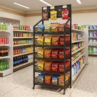 Panier Snacks Présentoir Alimentaire Super Marché Snack Présentoirs Support De Sol Fil Métallique Bouteille Bonbons Pommes De Terre Chips Présentoir