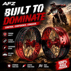 Jeu de roues à rayons Supermoto 16"/17" rouge/noir, jantes en aluminium CNC pour <span class=keywords><strong>KTM</strong></span>/Husqvarna EXC/SXF/TE/FE Motard <span class=keywords><strong>Racing</strong></span> - Product Image 1
