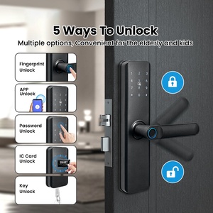 กุญแจล็อคประตูอัจฉริยะ Auvinx Tuya WiFi TTLock แบบสแกนลายนิ้วมือ พร้อมระบบควบคุมผ่านแอพพลิเคชั่น รหัสผ่าน และการ์ด สำหรับอพาร์ทเมนต์และประตูไม้ - Product Image 2
