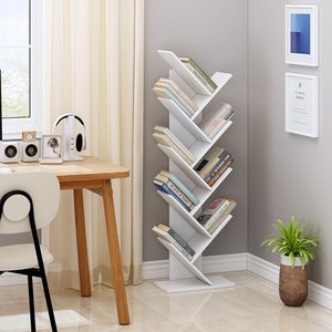 Étagère à livres créative rétro bon marché, bibliothèque rotative pour enfants, style arbre blanc brillant - Product Image 4