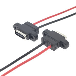 シャーシケーブルねじパネル取り付け2ピンUSBタイプCはんだ付け女性用ソケット充電ピンピッグテールアウト付き - Product Image 1