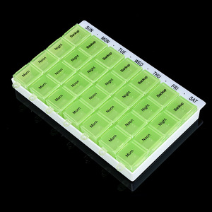 Portapillole in Plastica Gujia con 14 Scomparti, Contenitore Settimanale per Pillole AM/PM con Coperchio - Product Image 4