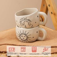 Tasse à café en céramique personnalisée avec logo, motif soleil, lune et étoiles, finition mate, pour la maison, la cuisine, le café, le bureau, les boutiques de cadeaux