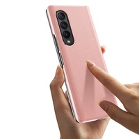 Pour Étui Samsung Z Fold 4 Housse Miroir Intelligent à Rabat Vue Dégagée avec Béquille Coque Arrière de Téléphone en Cuir pour Galaxy Z Fold 4 3