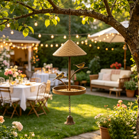Mangeoire à oiseaux suspendue vintage personnalisable en métal avec cloche et ornement d'oiseau, décoration en fer pour jardin et véranda