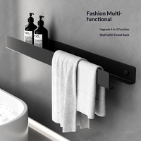Étagère de rangement rectangulaire en aluminium pour salle de bain, style simplicité moderne, fixation murale sans perçage, pour miroir de toilette
