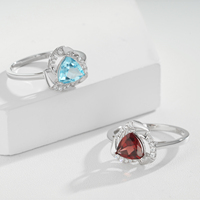 YBO vente en gros 925 en argent Sterling bijoux fins anneaux de haute qualité pierre naturelle Triangle grenat topaze CZ pour mariage à la mode