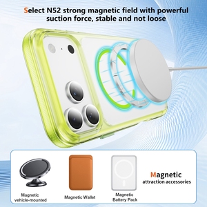 Coque de protection magnétique rigide en acrylique transparent avec cadre couleur macaron pour iPhone Apple 17 Pro Max 16 15 14 - Product Image 4