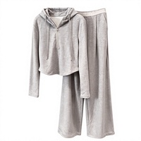 Ensemble sweat à capuche demi-zippé et pantalon large pour femme