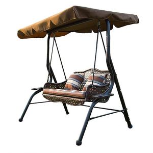 <strong>Garden</strong> <strong>Swing</strong> <strong>Bench</strong> 2 Seater PE Wicker With Canopy Metal Frame Outdoor <strong>Swing</strong> Chair OEM - Product Image 4