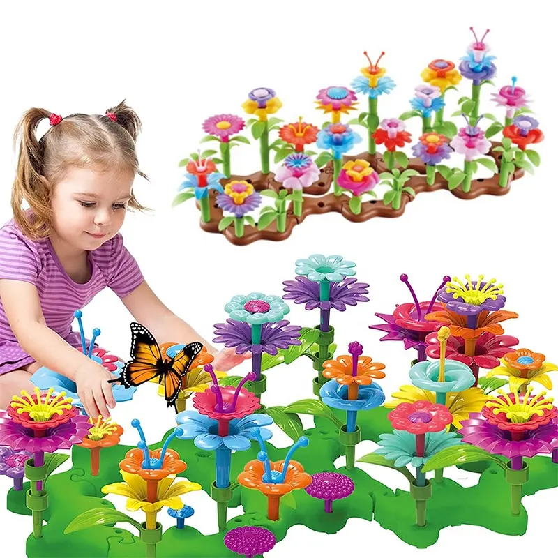 104PCS Flower Garden Building Blocks STEM Creative Educational Toys Toddlers Preschool Educational Garden Toys For Kids