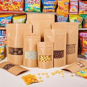 Bolsas de papel Kraft marrón para embalaje de bolsita biodegradable personalizada para embalaje de alimentos bolsita Kraft bolsa de sellado de tres lados con ventana - Product Image 2