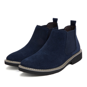 Bottines <span class=keywords><strong>Chelsea</strong></span> tendance en cuir suédé <span class=keywords><strong>bleu</strong></span> pour hommes, bottines décontractées de haute qualité avec logo personnalisé pour l'hiver - Product Image 2