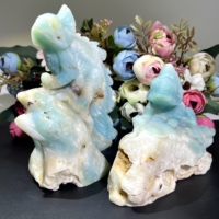 Vente en gros de sculptures d'animaux en cristal naturel poli Amazonite en forme de tronc d'arbre, pour artisanat DIY, décoration intérieure, Feng Shui, objet de collection unique