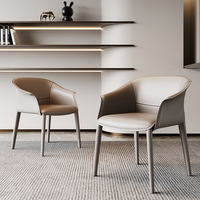 Chaise de salle à manger en cuir JP Saddle Home Modern Simple Nordic Light Luxury Accoudoir Chaise de négociation Chaise d'étude de designer italien