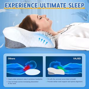 Almohadas cervicales <span class=keywords><strong>de</strong></span> espuma viscoelástica para alivio del <span class=keywords><strong>dolor</strong></span>, contorno ergonómico ajustable, forma <span class=keywords><strong>de</strong></span> mariposa ortopédica, modernas y transpirables - Product Image 2