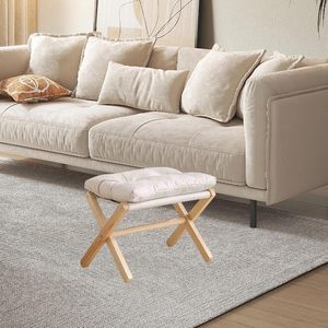 Taburete de madera <span class=keywords><strong>plegable</strong></span> tapizado, <span class=keywords><strong>reposapiés</strong></span> elegante acolchado, taburete para <span class=keywords><strong>sofá</strong></span>, taburete para cambiar zapatos, taburete escalón, otomana infantil para cabecera de cama - Product Image 5