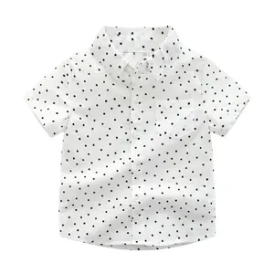 Crianças Roupas de Verão Crianças Menino Camisa Do Bebê Encabeça Crianças Dot Impressão Blusa de Manga Curta Camisas Casuais