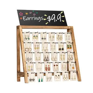 Hot Sales Earring Display Stands For Selling Real Wood Jewelry Display For Selling Vendors With Adversitsing Board