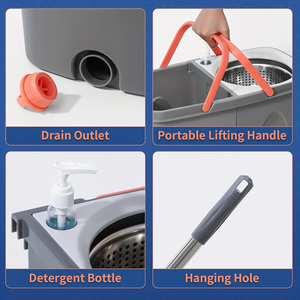 <span class=keywords><strong>Serpillère</strong></span> auto-nettoyante Magic Spin avec rotation à 360° °   Seau rotatif avec séparation des eaux usées pour un nettoyage des sols sans effort - Product Image 2