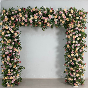 Arco Floreale Verde, Rosa e Giallo per Decorazione Palco Matrimoniale, Arco Floreale Artificiale per Feste, Eventi Domestici, Centrotavola e Sfondo - Product Image 5