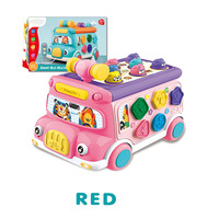 Dropshipping Shopify Kids Multifunctional Smart Bus Toy Hammer Game Gear Steering Wheel Music Lights Gift