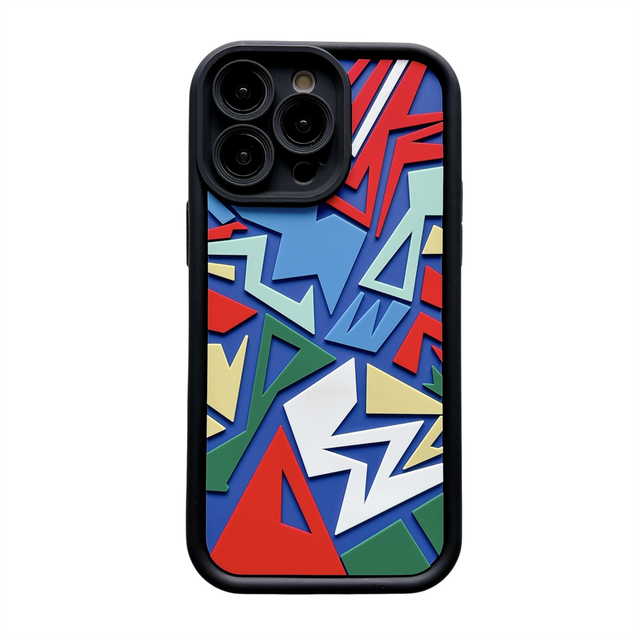 Luxury Design Fashionable Geometrical Shape Phone Case for iPhone 16 15 14 13 12 11 Pro Max 7 8 Plus X Xr Max Rubber Phone Cover