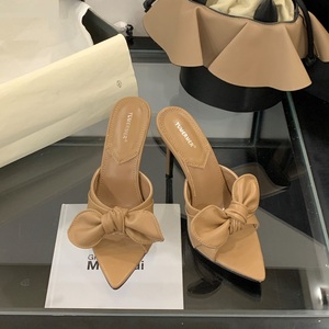 Pointed Toe 2025 10CM Bow Stiletto Luxury Women Shoes High Sandals <b>Slides</b> Pumps Open Toe <b>Slippers</b> - Product Image 6
