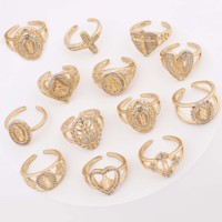 Nouvelles bagues religieuses catholiques en laiton plaqué or 18 carats, serties de zircon, motif Vierge Marie de Guadalupe, pour femmes, Oro Laminado Anillos
