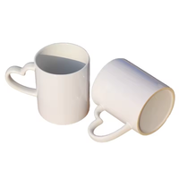Coeur poignée céramique blanche pour café thé eau Lattegift magique Sublimation11oz Sublimation tasses tasses chauffantes tasses