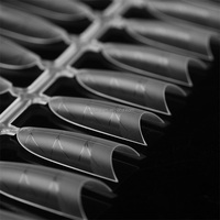 Faux ongles artificiels ultra fins pré-mat, longs, ronds, ovales, en gel souple, demi-couverture, avec ligne de positionnement, Nadeco Wholesales