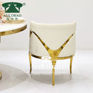 Nordic Hotel Restaurant Party Wedding Silla de comedor de terciopelo con acero - Product Image 3