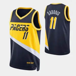 2023 Hot Sale Hot Press 75th Anniversary Basketball Jersey Indiana Pacer #11 Domantas Sabonis #3 Chris Duarte #22 Caris Levert