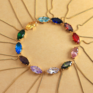 Nuevo diseño <span class=keywords><strong>de</strong></span> piedras preciosas ovaladas encanto collar cumpleaños regalo <span class=keywords><strong>mes</strong></span> joyería 18K chapado en oro personalizado Birthstone colgante collar - Product Image 1