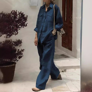Nueva Colección de Otoño, Ropa de Mujer, Camisa de Manga Larga Holgada, <span class=keywords><strong>Pantalones</strong></span> de Dos Piezas - Product Image 4