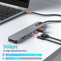 Docking Station Pembaca Kartu SD TF USB 3.0 PD 100W HDTV 4k 60hz USB HUB Dock dengan Monitor Sakelar Satu Tombol Fungsi Tidur