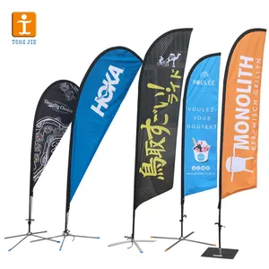 Outdoor Flying Polyester Double Sided Advertising Beach Flag Marketing Custom Feather Banner