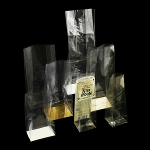 Sacs en plastique transparents personnalisés avec logo BOPP, à soufflet, pour emballage alimentaire, cadeaux, sachets en cellophane à fond carré pour chocolats, bonbons, biscuits - Product Image 1
