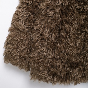 Boying Mulheres Eco-Friendly Inverno Faux <span class=keywords><strong>Fur</strong></span> Tecido Plain Tingido Casaco Curto com Café-colorido Efeito Encaracolado Lapela Regular Fit - Product Image 5