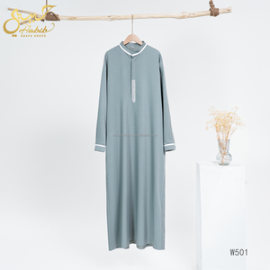 <strong>Men</strong> High-end Gray Green Thobe Factory Customized <strong>Middle</strong> East Muslims <strong>Men's</strong> Long Sleeved Thobe Embroidery <strong>Men</strong> Abaya - Product Image 2