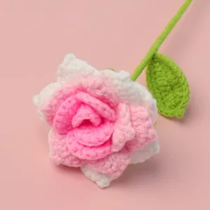 Ramo <span class=keywords><strong>de</strong></span> Flores <span class=keywords><strong>de</strong></span> Lana Tejidas a Mano con Diseño <span class=keywords><strong>de</strong></span> Rosa Puntiaguda, Simulación Transfronteriza, Semielaborado, para Regalo, Venta al por Mayor - Product Image 3